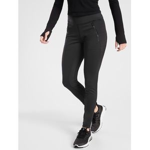 Athleta Peak Hybrid Fleece Lined Tights Black